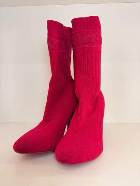 Louis Vuitton Size 38.5 Fuchsia Sock Shoe Boot