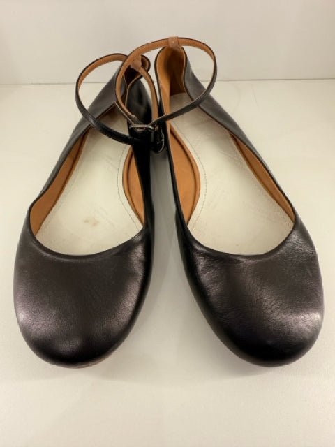 Maison Martin Margela Sz 7 Black Ballet Flats w/ Ankle Strap, In Box