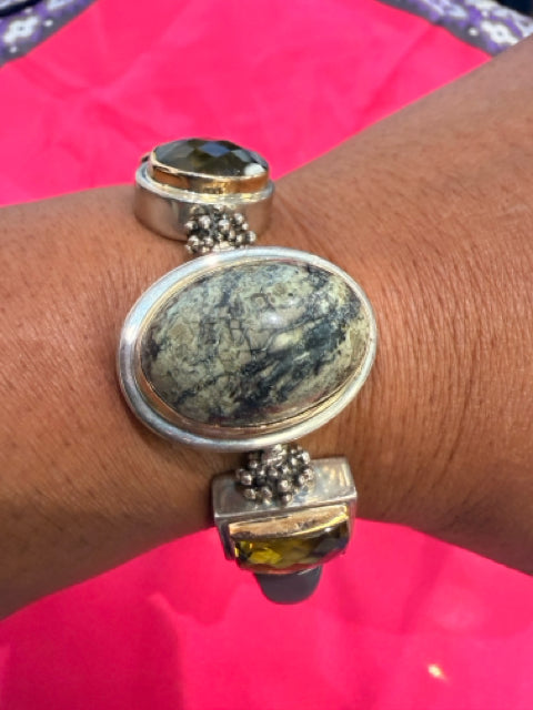 Michael Dawkins Sterling Silver Smoky topaz Mother of Pearl Bracelet