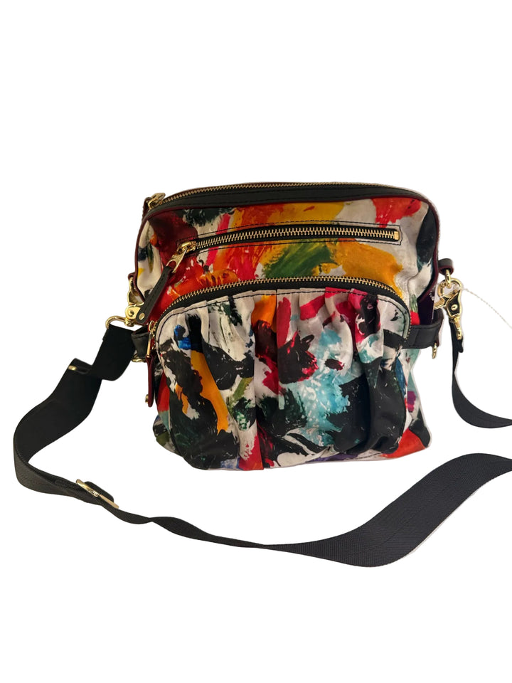 Mz Wallace Abstract Print Cross Body Bag Nylon multicolor black straps 