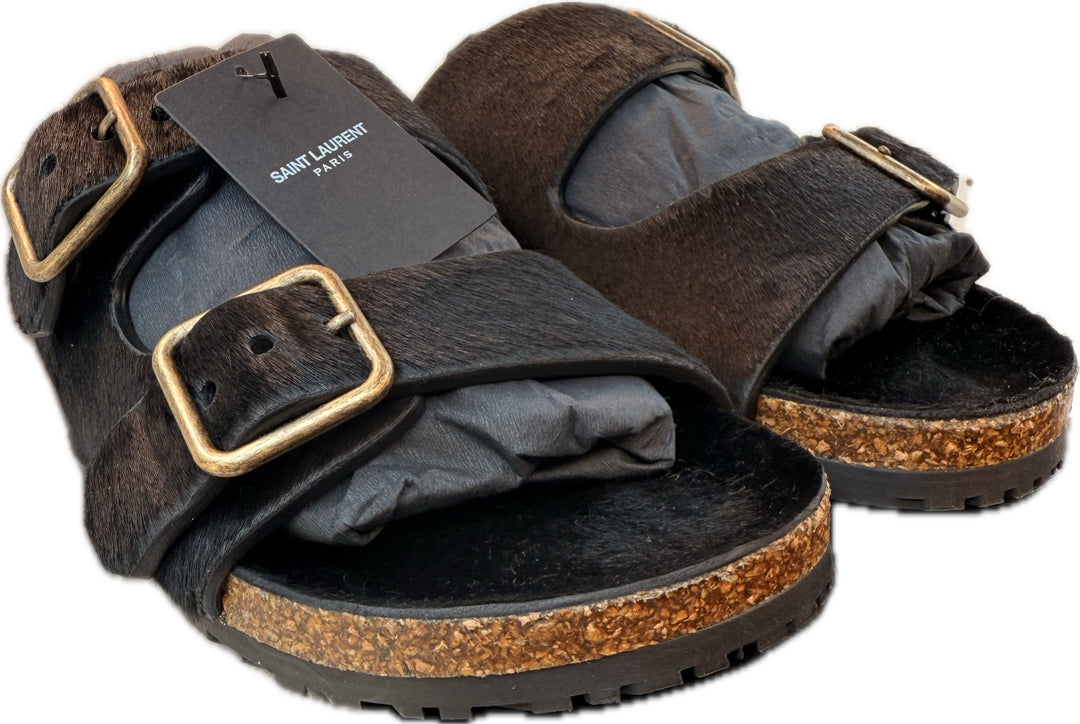Saint Laurent Pony Hair Slides Shoes Size 36.5