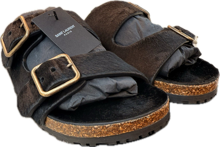 Saint Laurent Pony Hair Slides Shoes Size 36.5
