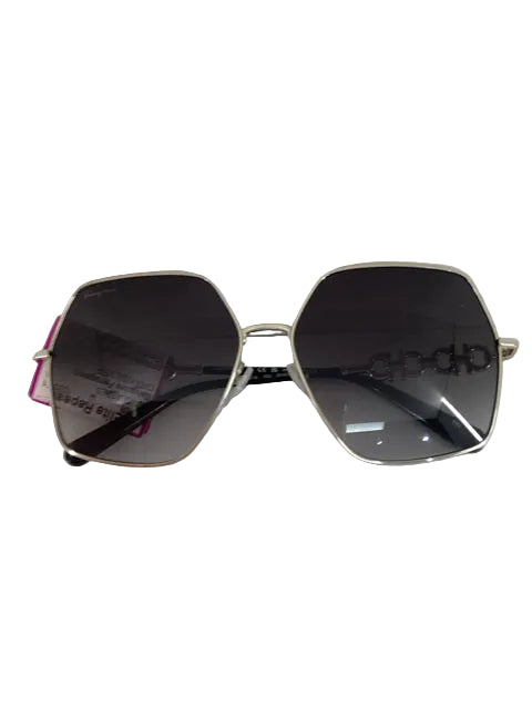 Salvatore Ferragamo SUNGLASSES pentagon shaped "Gancini" temple lens cleaner/case SF2