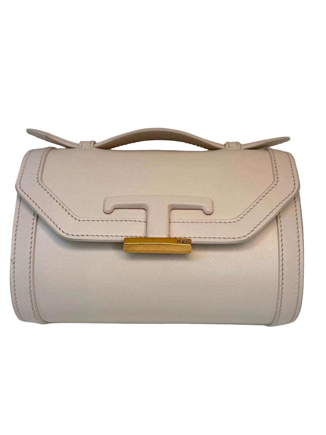 Tod’s Cream Mini Designer Bag Timeless Flab with gold hardware 