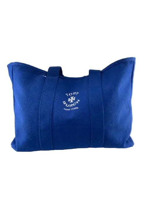 Tory Burch Blue Canvas Shopping Tote Bag