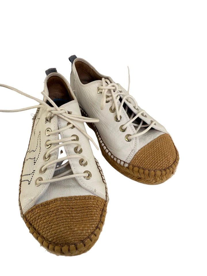 Trusardi White Espadrille Style w/ Stars Sneakers Sz 36