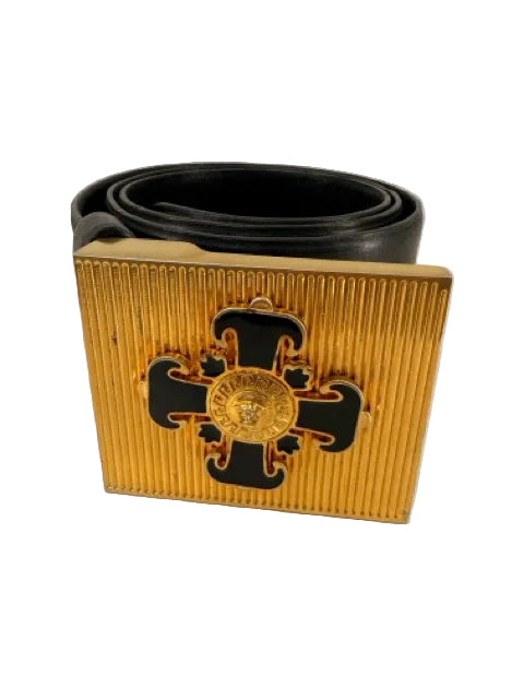 Versace Designer Belt with back leather and gold buckle