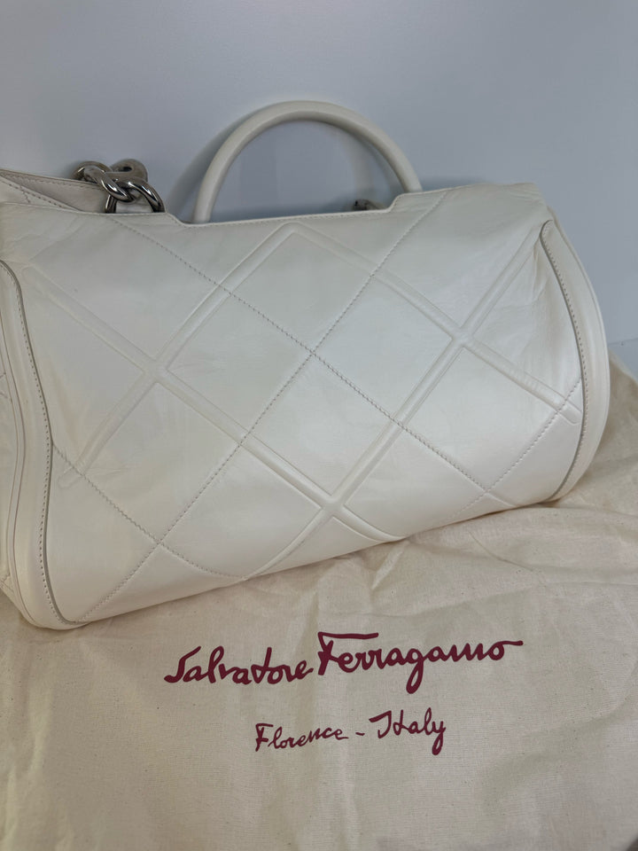 Salvatore Ferragamo Diamond Quilted Double Handle Tote