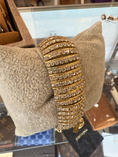 Vintage Wide Clear Rhinestone Bracelet