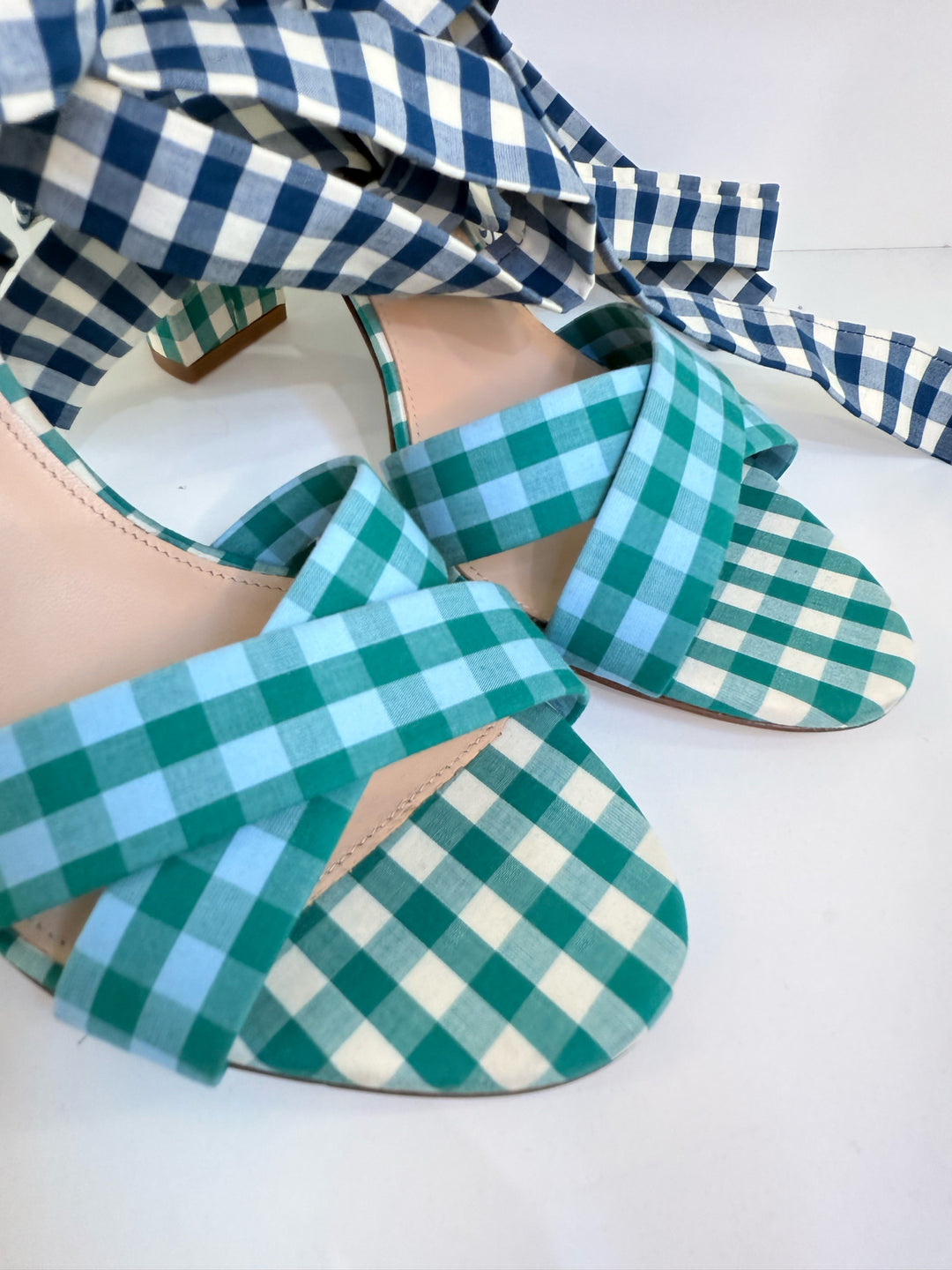J Crew Mixed Gingham Sandals Sz 9