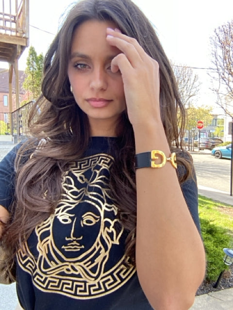 Gucci Bracelet GG Leather Black