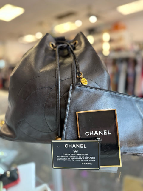 Chanel Vintage CC Backpack Gold Hardware Designer Bag