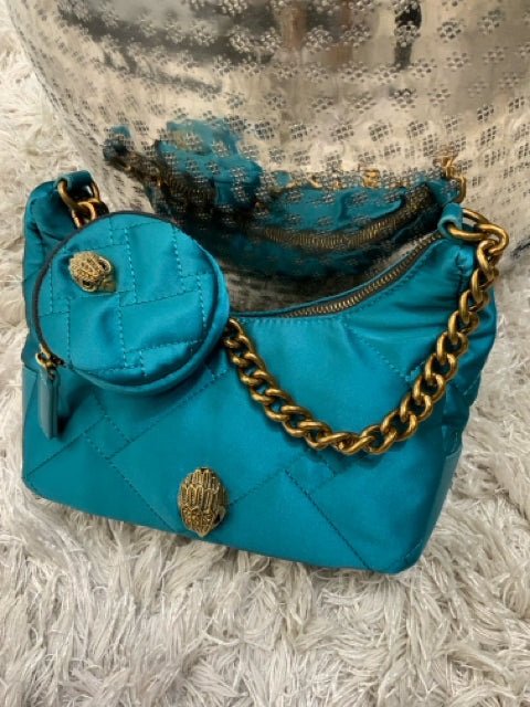 Pre Owned Kurt Geiger Small Nylon Xbdy Deep Teal w/Coin Purse/chain Cross Body.