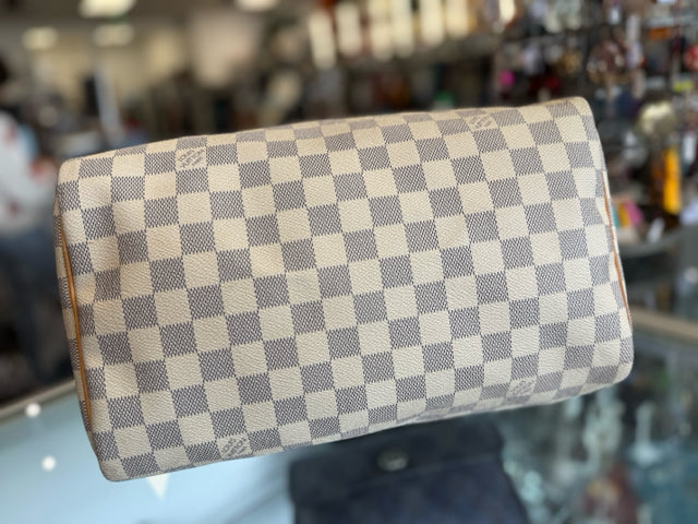 Louis Vuitton Canvas Damier Azure Speedy 30 Bag