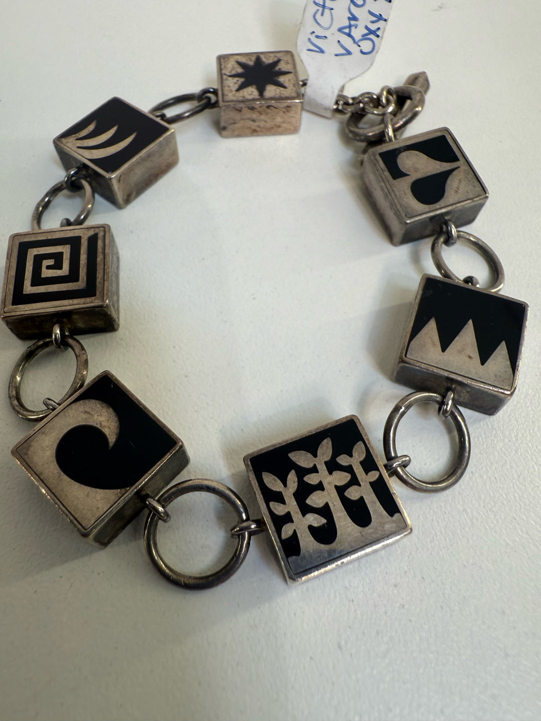 Victoria Varga onyx/SS 925 medium square charm bracelet
