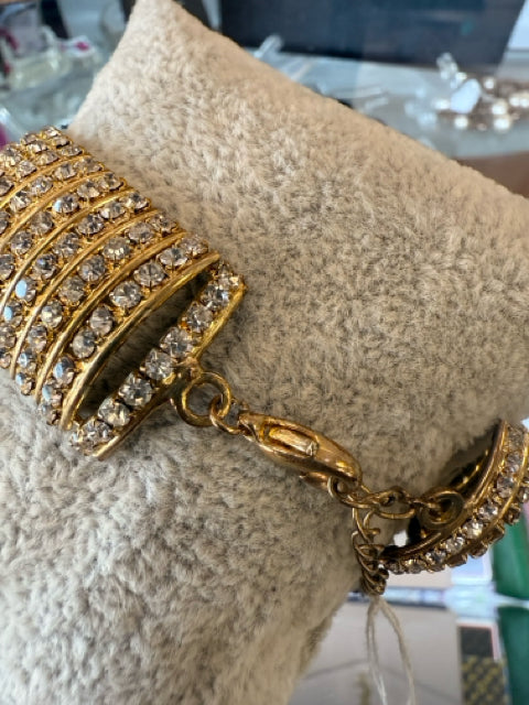 Vintage Wide Clear Rhinestone Bracelet