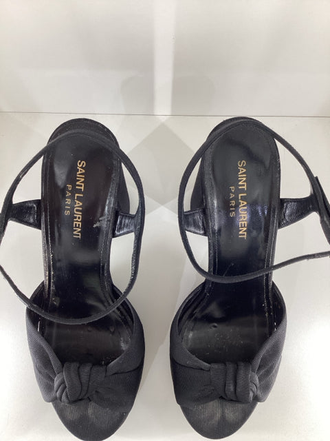 Pre Owned Yves Saint Laurent Sz 39 Grosgrain Bianca Platform Sandal Designer Shoes