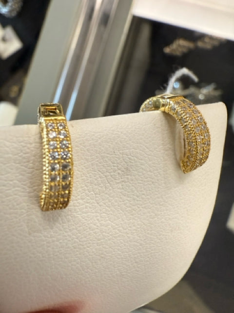 GF CZ 925 Pave Mini Hoops Earrings