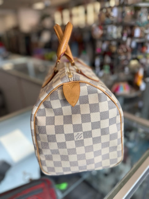 Louis Vuitton Canvas Damier Azure Speedy 30 Bag
