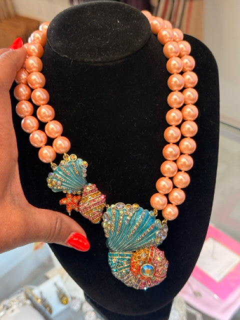 Heidi Daus Pink Pearls and Seashells Necklace