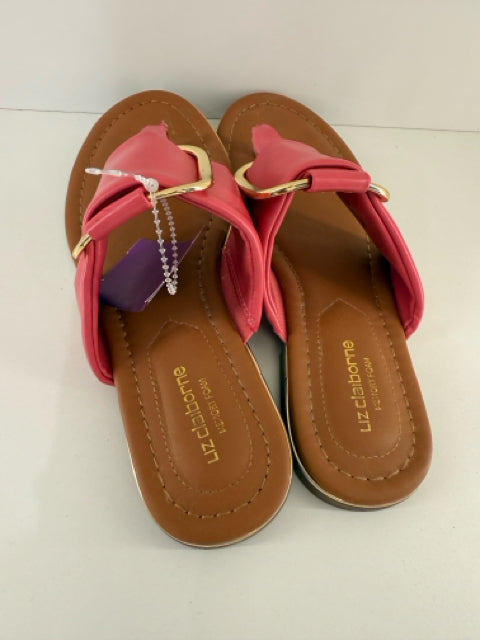 Pre Owned Liz Claiborne Sz 5 Pink Leather Sandals Thongs Shoes