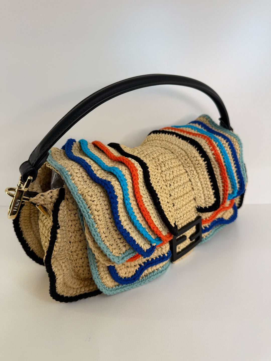 NWT Fendi RAFFIA BAQUETTE Cross Body