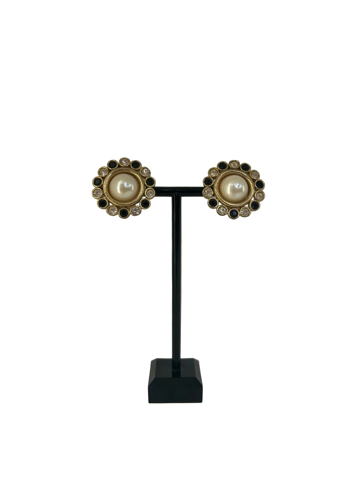 Vintage Givenchy Large Pearl Center Circle Earrings