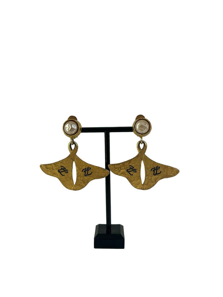 Vintage Karl Lagerfeld Gold Whale Tails Earrings