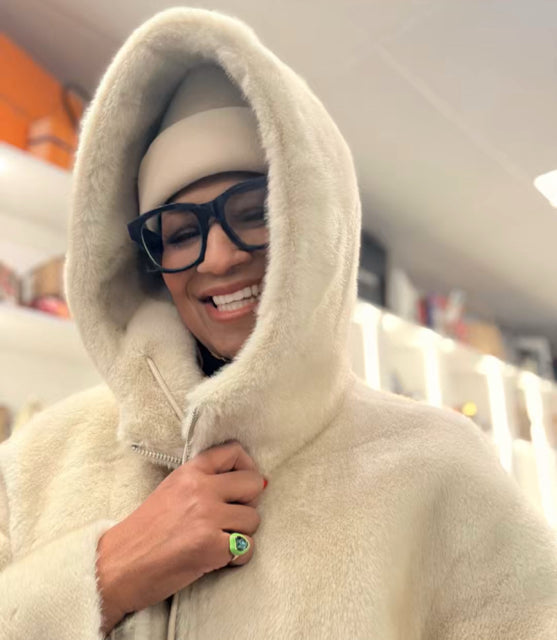 NWT Reversible Faux & Leather With Hood Coat Jacket. Sz L