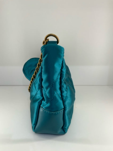 Pre Owned Kurt Geiger Small Nylon Xbdy Deep Teal w/Coin Purse/chain Cross Body.
