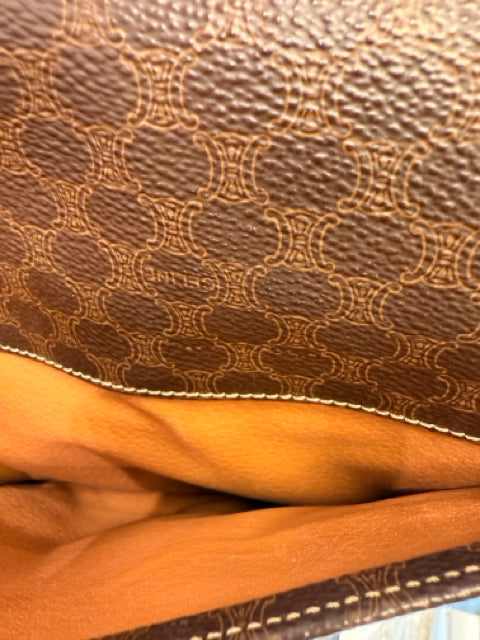 Celine Brown Coated Canvas Cross Body Messenger