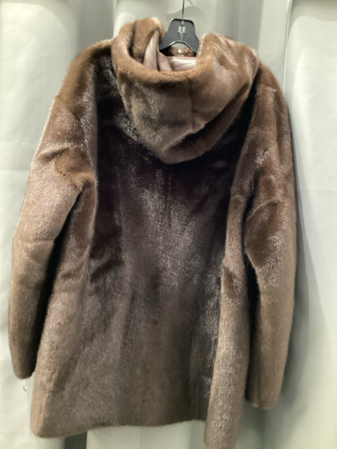NWT Reversible Faux & Leather With Hood Coat Jacket. Sz L