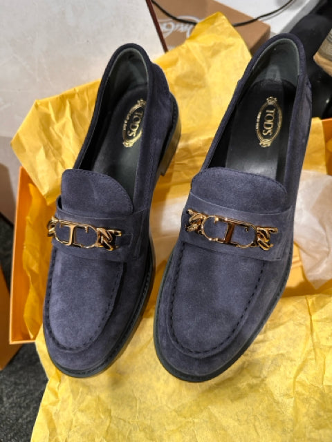 Tod's Sz 39.5 Blue Suede Loafers