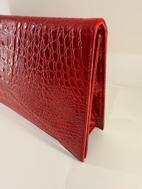 Pre Owned Red Leather Casadei Clutch Bag