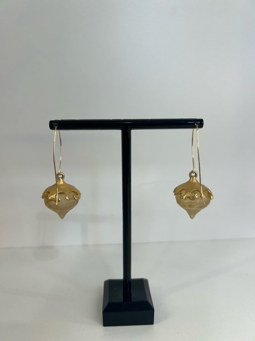 Vintage Karl Lagerfeld Wire Capped Glass Kiss drop Earrings