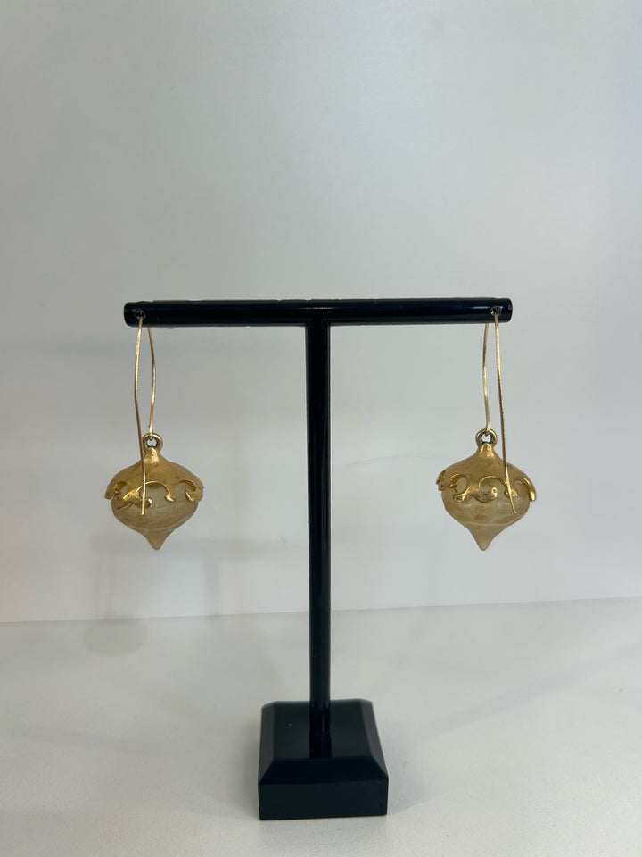 Vintage Karl Lagerfeld Wire Capped Glass Kiss drop Earrings