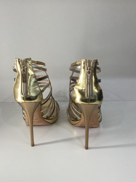 Sz 38 Jimmy Choo Gold Silver High Heels Sandals Shoes