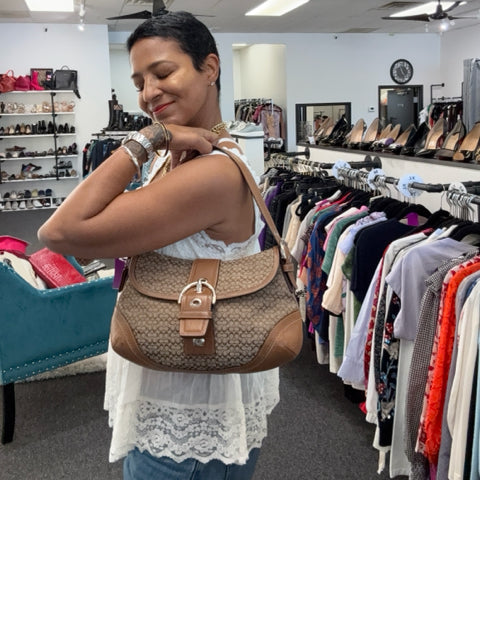 Vintage Coach Canvas Soho Flap Shoulder Bag C Monogram