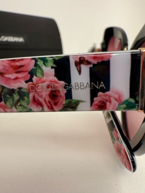 Pre Owned Dolce & Gabana Floral and Stripe Designer Sunglasses DG4319 3164/W9  W/ Case