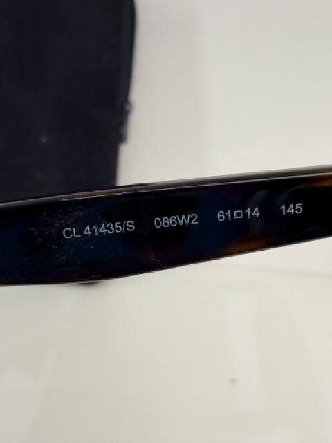 Pre Owned Celine CL 41435/S 086W2 61 14 Black Tortoise Shell Sunglasses w/ Case