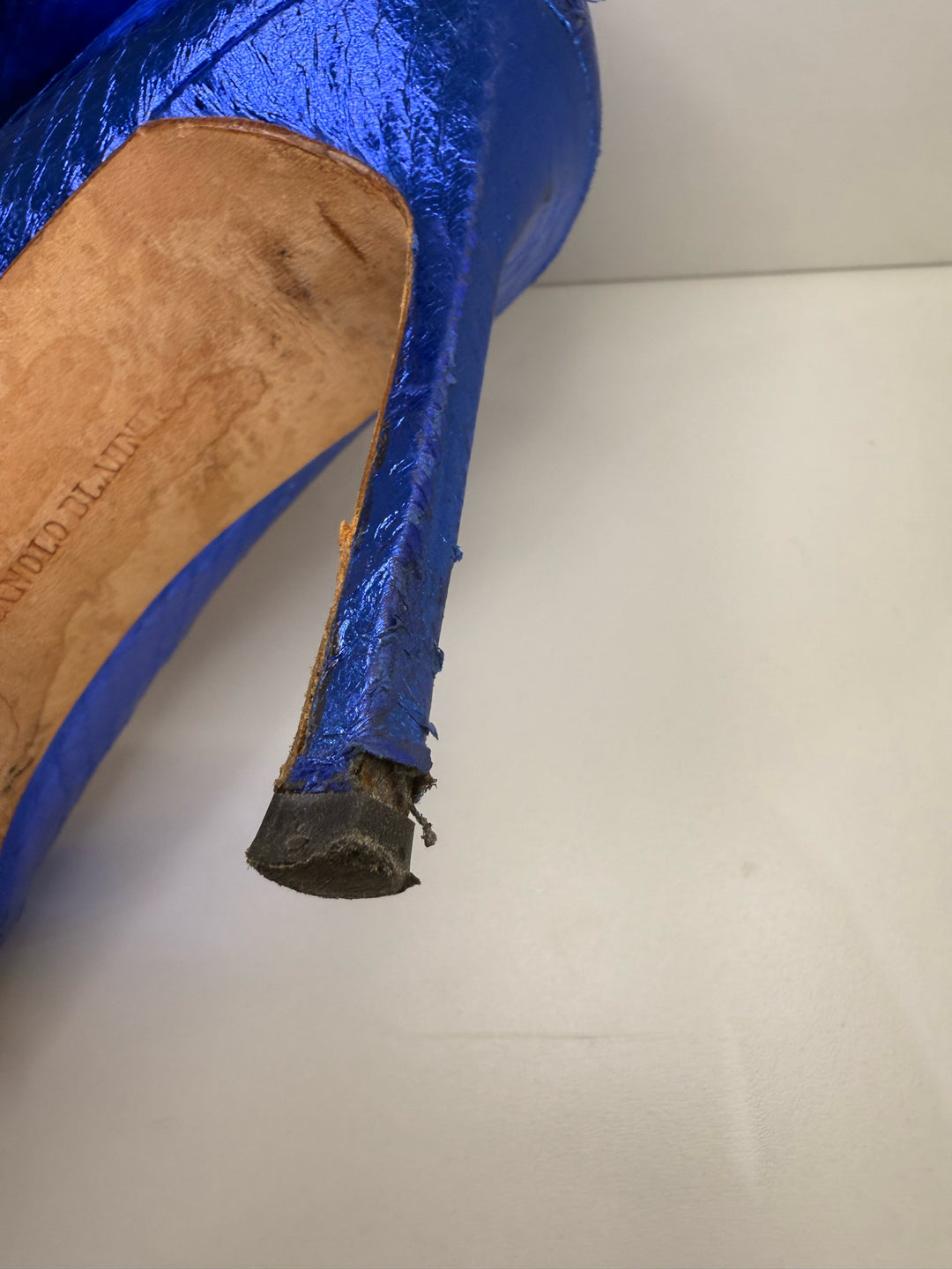Manolo Blahnik As Is Bibi Snake Pump Sz 38.5 Shoe