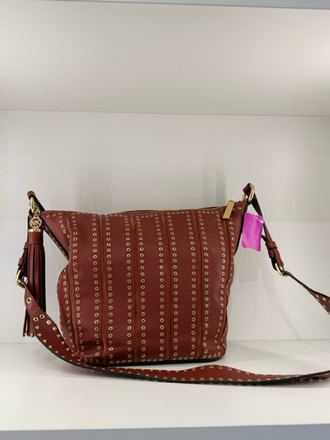 Pre Owned Michael Kors Brick Red Brooklyn Leather Shoulder X Bag