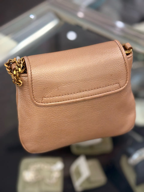 Pre Owned Gucci Pebbled Metallic Gold Designer Bag W/ Dustbag