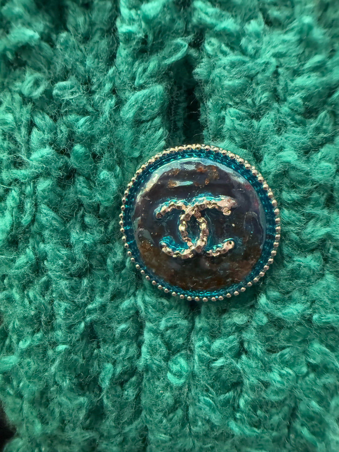 Chanel 25 C Open Weave V Neck Cardigan Size 36