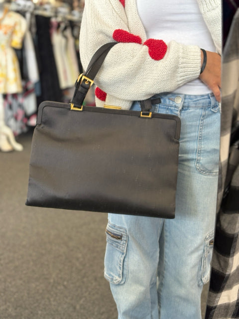 Prada Black Satin Hand Bag Vintage