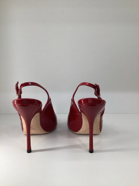 Sz 7 Gucci Red Slingback Heels Peep Toe Shoes