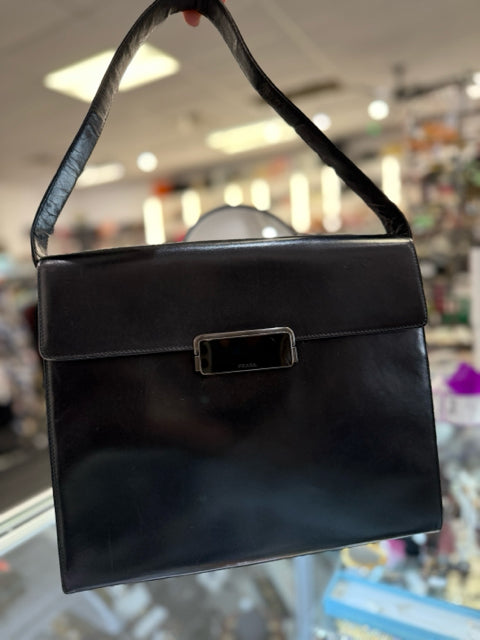 Prada Vintage Black Leather Shoulder Bag