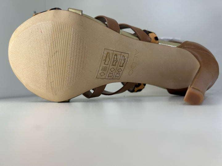 Aldo Strappy Leopard High Heel Sandals Sz 6