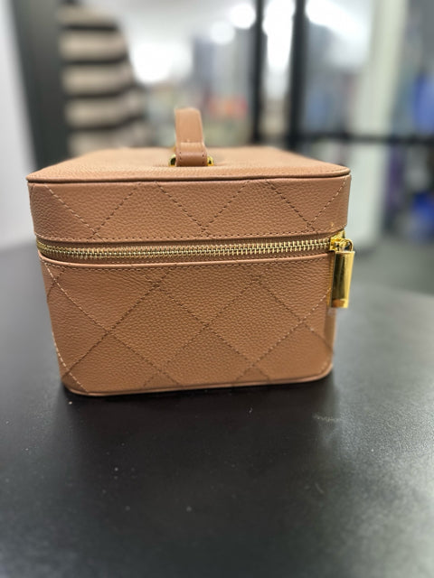 Joy Mangano Tan Cosmetic Case