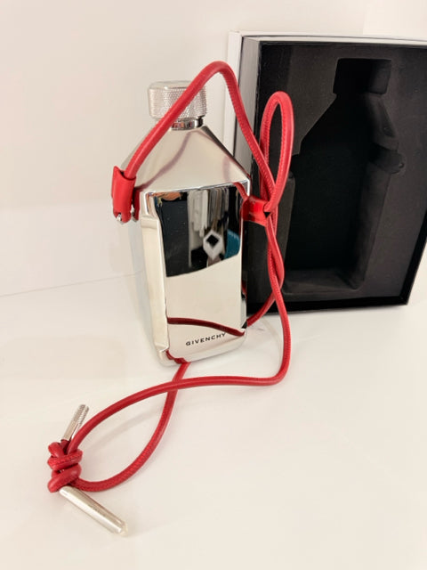Pre Owned Givenchy Other Beverage flask w/red leather strap in box